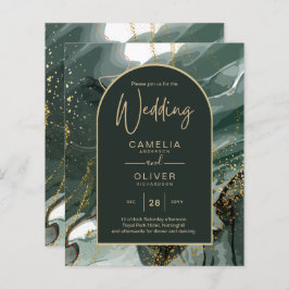 エメラルドモダングリーン金ゴールドアゲートマーブル結婚ズ