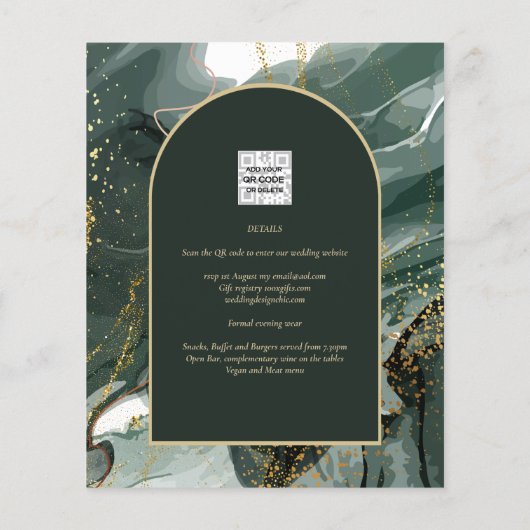 エメラルドモダングリーン金ゴールドアゲートマーブル結婚ズ (裏面)