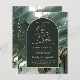 エメラルドモダングリーン金ゴールドアゲートマーブル結婚ズ