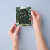 エメラルドモダングリーン金ゴールドアゲートマーブル結婚ズ チラシ (手)