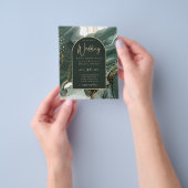 エメラルドモダングリーン金ゴールドアゲートマーブル結婚ズ チラシ (手)