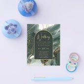 エメラルドモダングリーン金ゴールドアゲートマーブル結婚ズ チラシ (シングル)