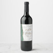 エメラルドモダングリーン金ゴールドアゲートマーブル結婚ズ ワインラベル (正面)