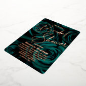 エメラルドモダングリーン金ゴールドグラマーブライダルシャワー 箔招待状 (回転した状態)