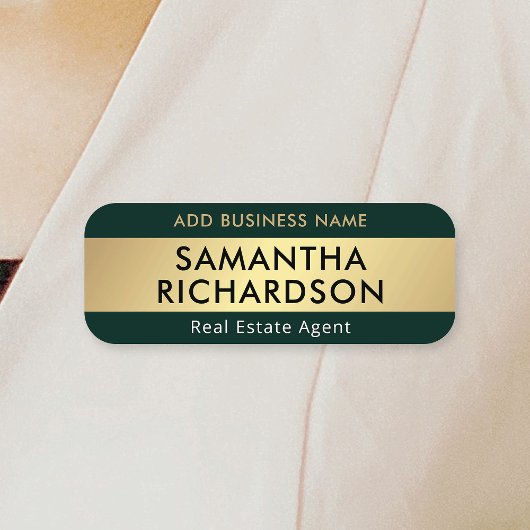 エメラルドモダングリーン&金ゴールド社員シックビジネス 名札