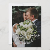 エメラルドモダンスクリプトフォトサンキューカード 案内状 (正面)