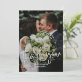 エメラルドモダンスクリプトフォトサンキューカード 案内状 (スタンド正面)