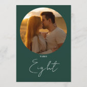 エメラルドモダンミニマリストスクリプトテーブル番号 招待状 (裏面)