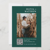 エメラルドモダンミニマ結婚リスト+ QR詳細 招待状 (裏面)