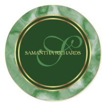 エメラルドモダン大理石と金ゴールドモノグラム