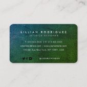エメラルドユニークグリーングラデーションテクスチャ抽象芸術 名刺 (裏面)