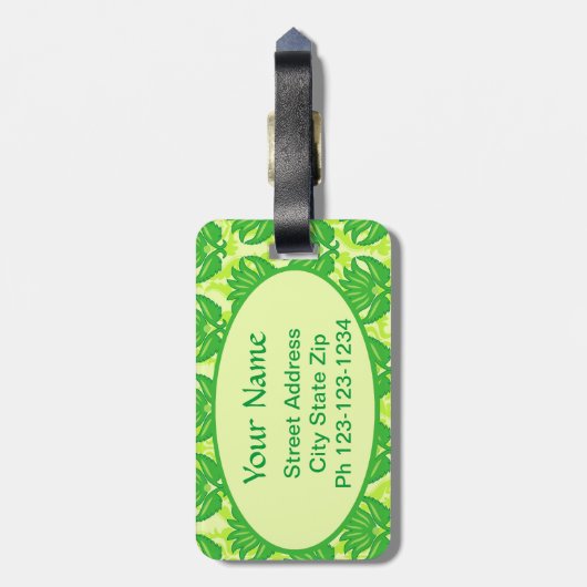 エメラルドライムグリーンアールヌーボーダマスモノグラム ラゲッジタグ (裏面縦)