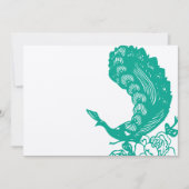 エメラルドヴィンテージモダンピーコックウェディングアクト 招待状 (正面)