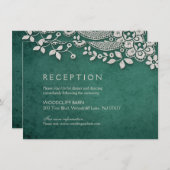 エメラルドヴィンテージレース素朴なウェディング披露宴 招待状 (正面/裏面)