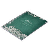 エメラルドヴィンテージレース結婚ラスティックゲストブック ノートブック (左側)