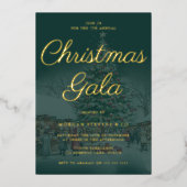 エメラルド企業のクリスマスガラパーティー金ゴールド 箔招待状 (正面)