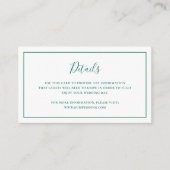 エメラルド伝統的グリーンエレガントな結婚式 エンクロージャーカード (正面)