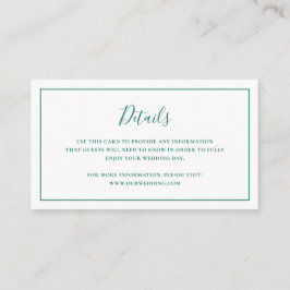 エメラルド伝統的グリーンエレガントな結婚式 エンクロージャーカード