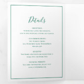 エメラルド伝統的グリーンエレガントな結婚式 三つ折り招待状 (内部最初)