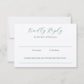 エメラルド伝統的グリーンエレガントな結婚式 出欠カード (正面)