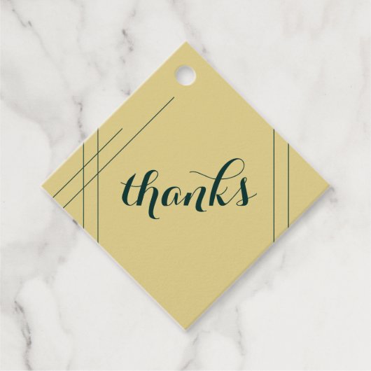 エメラルド及び金ゴールドアールデコ結婚式の引き出物ラベル フェイバータグ (正面)