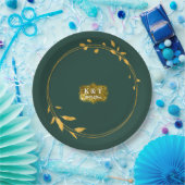 エメラルド及び金ゴールドシンプルリース ペーパープレート (パーティー)