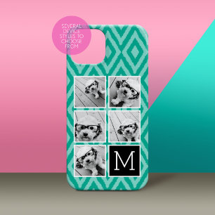 エメラルド及び黒いInstagram 5の写真のコラージュのモノグラム Case-Mate iPhone 14ケース