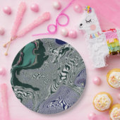 エメラルド大理石の流れ ペーパープレート (パーティー)