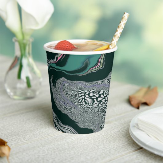 エメラルド大理石の流れ 紙コップ (インサイチュ)
