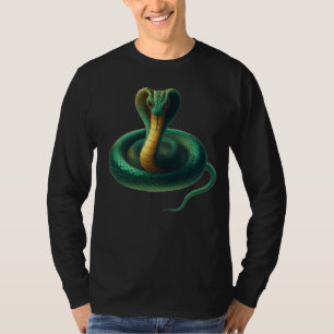 エメラルド威厳のあるコブラTシャツ – 印象的なヘビ Tシャツ