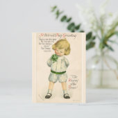 エメラルド島のシャムロックを持つヴィンテージの少年 ポストカード (スタンド正面)