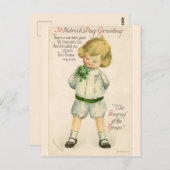 エメラルド島のシャムロックを持つヴィンテージの少年 ポストカード (正面/裏面)