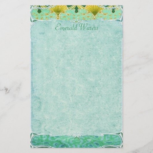 エメラルド水-アールヌーボーの文房具 便箋 (正面)