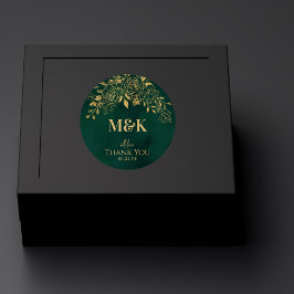 エメラルド王室のグリーン金ゴールドフローラモノグラムありがとう ラウンドシール