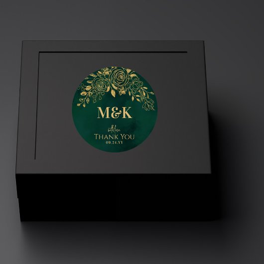 エメラルド王室のグリーン金ゴールドフローラモノグラムありがとう ラウンドシール