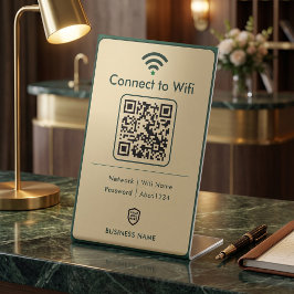エメラルド真鍮製モダンビジネスWiFiパスワード 台座サイン