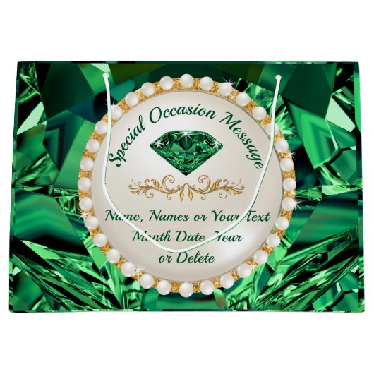 エメラルド素晴らしグリーン抱き枕ANY大事な行事 ラージペーパーバッグ (正面)