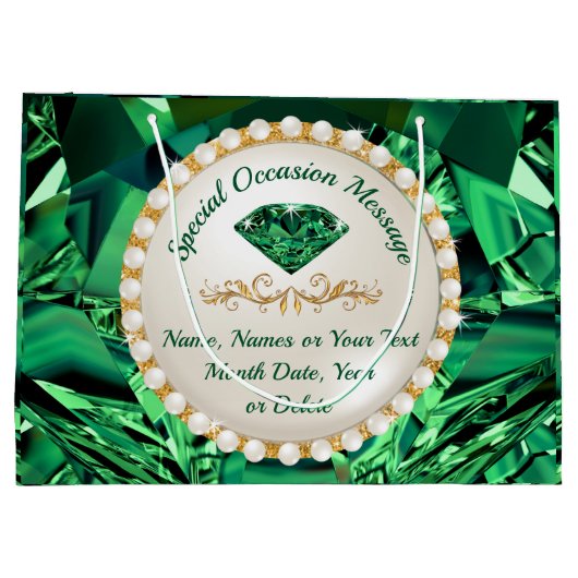 エメラルド素晴らしグリーン抱き枕ANY大事な行事 ラージペーパーバッグ (裏面)