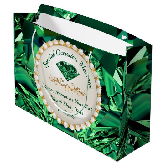 エメラルド素晴らしグリーン抱き枕ANY大事な行事 ラージペーパーバッグ (裏面アングル)