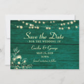 エメラルド素朴グリーンウェディング日付を保存 セーブザデート (正面)