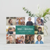 エメラルド素朴グリーンクリスマス10写真コラージュ シーズンカード (スタンド正面)