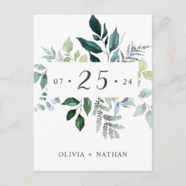 エメラルド素朴グ離れリーズの日付を保存 インビテーションポストカード