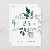 エメラルド素朴グ離れリーズの日付を保存 インビテーションポストカード (正面/裏面)