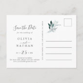 エメラルド素朴グ離れリーズの日付を保存 インビテーションポストカード (裏面)