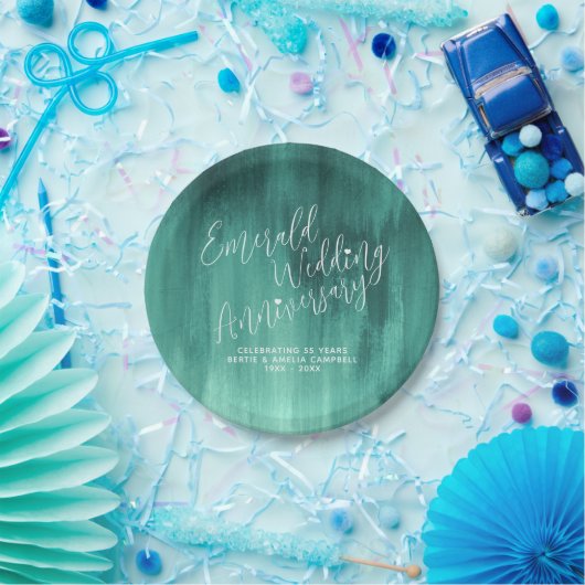 エメラルド結婚のアニバーサリーグリーンモダンアート ペーパープレート (パーティー)