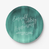 エメラルド結婚のアニバーサリーグリーンモダンアート ペーパープレート (正面)