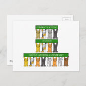 エメラルド結婚のアニバーサリーマンガ猫 ポストカード (正面/裏面)