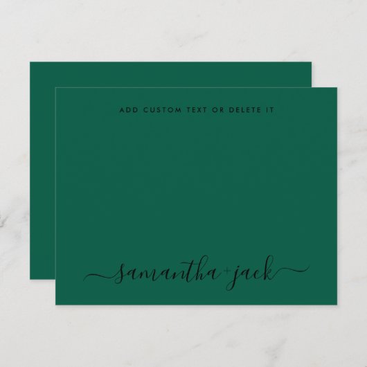 エメラルド結婚のスクリプスタイリッシュトミニマエレガントリスト ノートカード (正面/裏面)