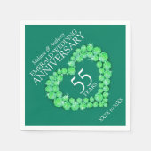 エメラルド結婚のハートとナプキンの名前 スタンダードカクテルナプキン (正面)