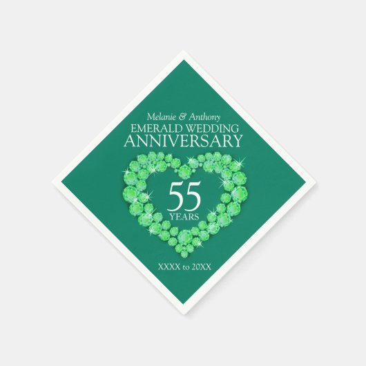 エメラルド結婚のハートとナプキンの名前 スタンダードカクテルナプキン (角)